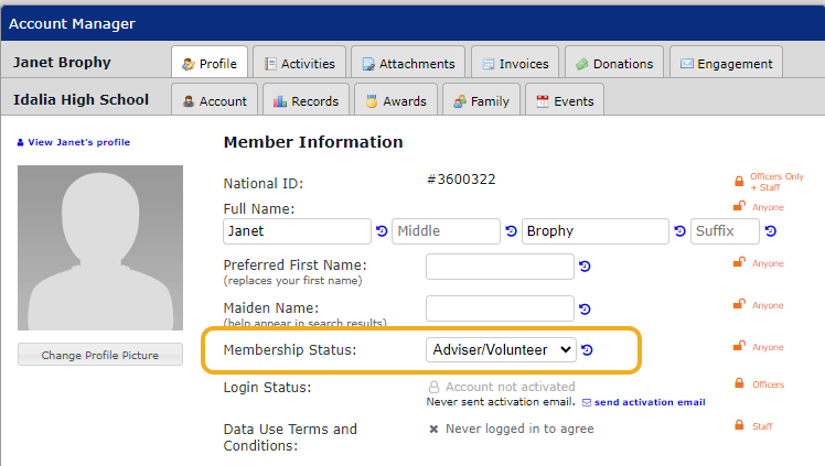 Search for individual and go to their Account Manager