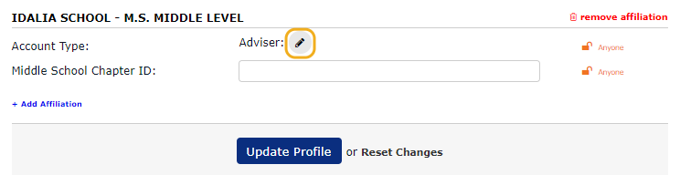 Click on the edit button next to Adviser.